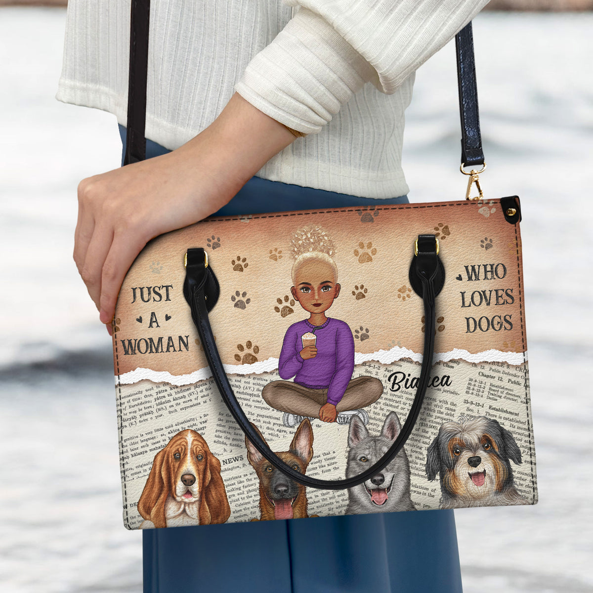 Just A Girl Who Loves Dogs - Gift For Dog Moms, Dog Lovers - Personalized  Leather Bag