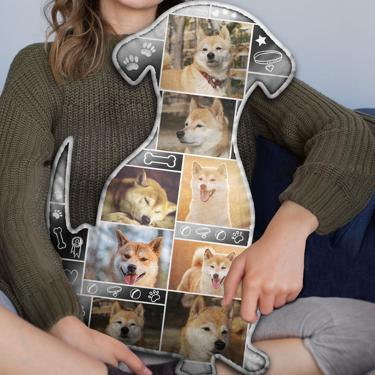 Custom Photo Dog Shape - Gift For Dog Lovers, Dog Mom, Dog Dad - Personalized Custom Shaped Pillow