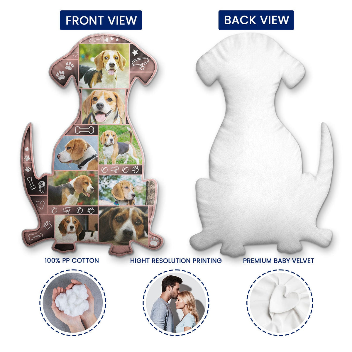 Custom Photo Dog Shape - Gift For Dog Lovers, Dog Mom, Dog Dad - Personalized Custom Shaped Pillow