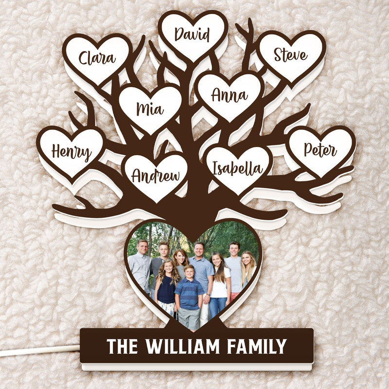 Custom Photo Family Tree - Birthday, Loving Gift For Mom, Mother, Dad, Father, Parents, Grandparents - Personalized Custom Shaped Photo Light Box
