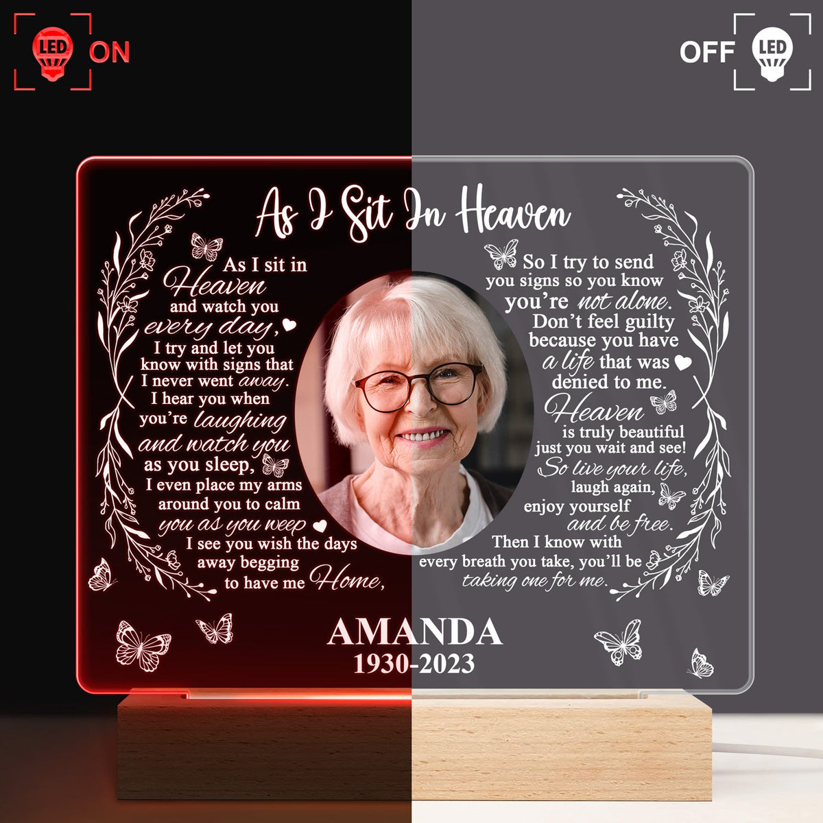 Custom Photo Missing You Always - Memorial Gift, Sympathy Gift For You Loved Ones - Personalized 3D Led Light Wooden Base