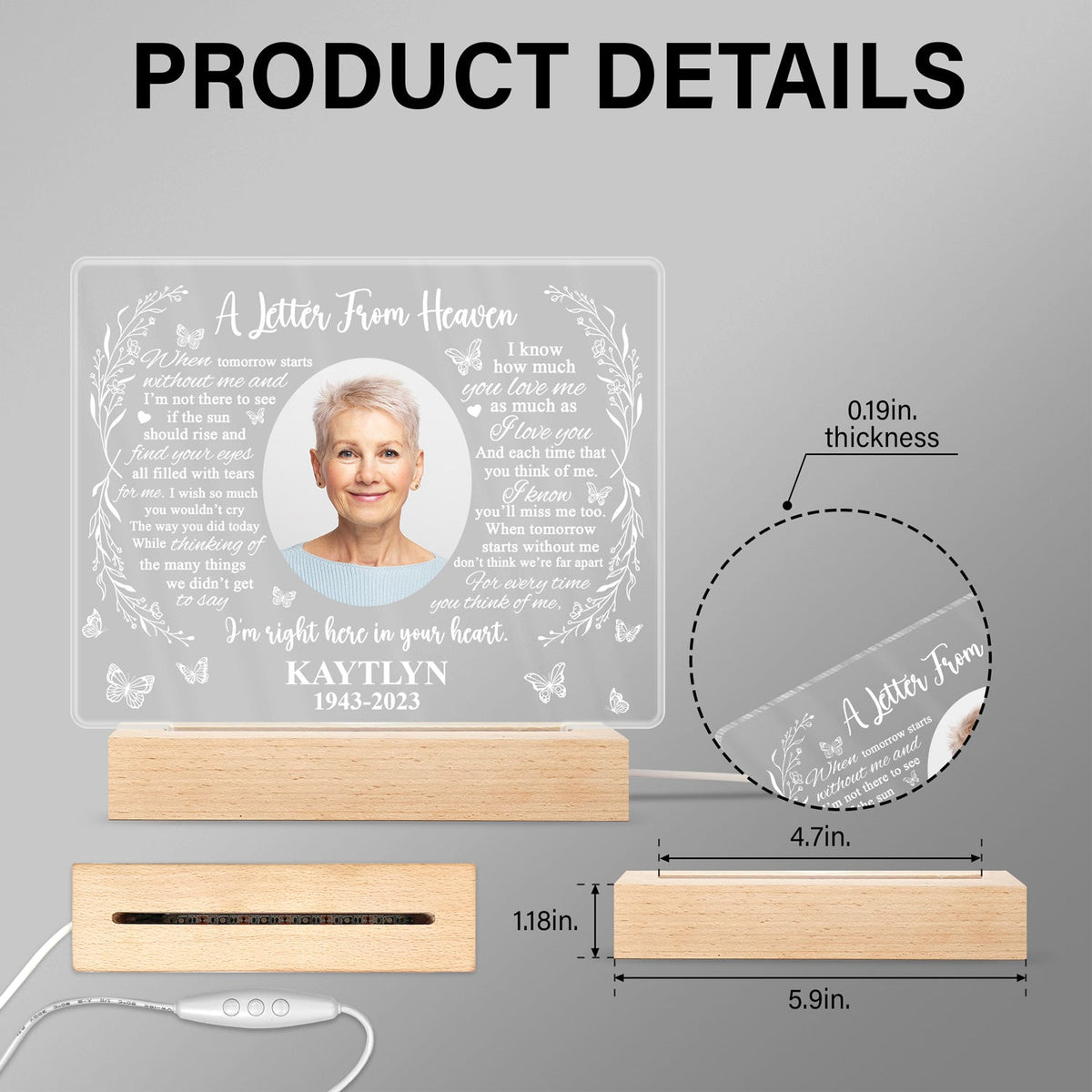 Custom Photo Missing You Always - Memorial Gift, Sympathy Gift For You Loved Ones - Personalized 3D Led Light Wooden Base