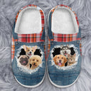 Custom Photo Overalls Pet Face - Gift For Pet Lovers, Pet Mom, Pet Dad - Personalized Fluffy Slippers
