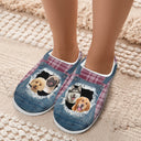 Custom Photo Overalls Pet Face - Gift For Pet Lovers, Pet Mom, Pet Dad - Personalized Fluffy Slippers