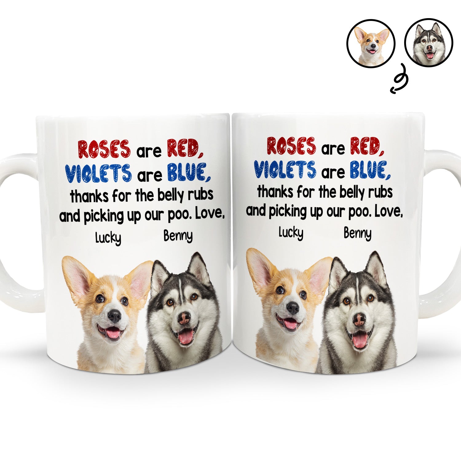 Custom Photo Thanks For The Belly Rubs - Gift For Dog Lovers - Personalized White Edge-to-Edge Mug