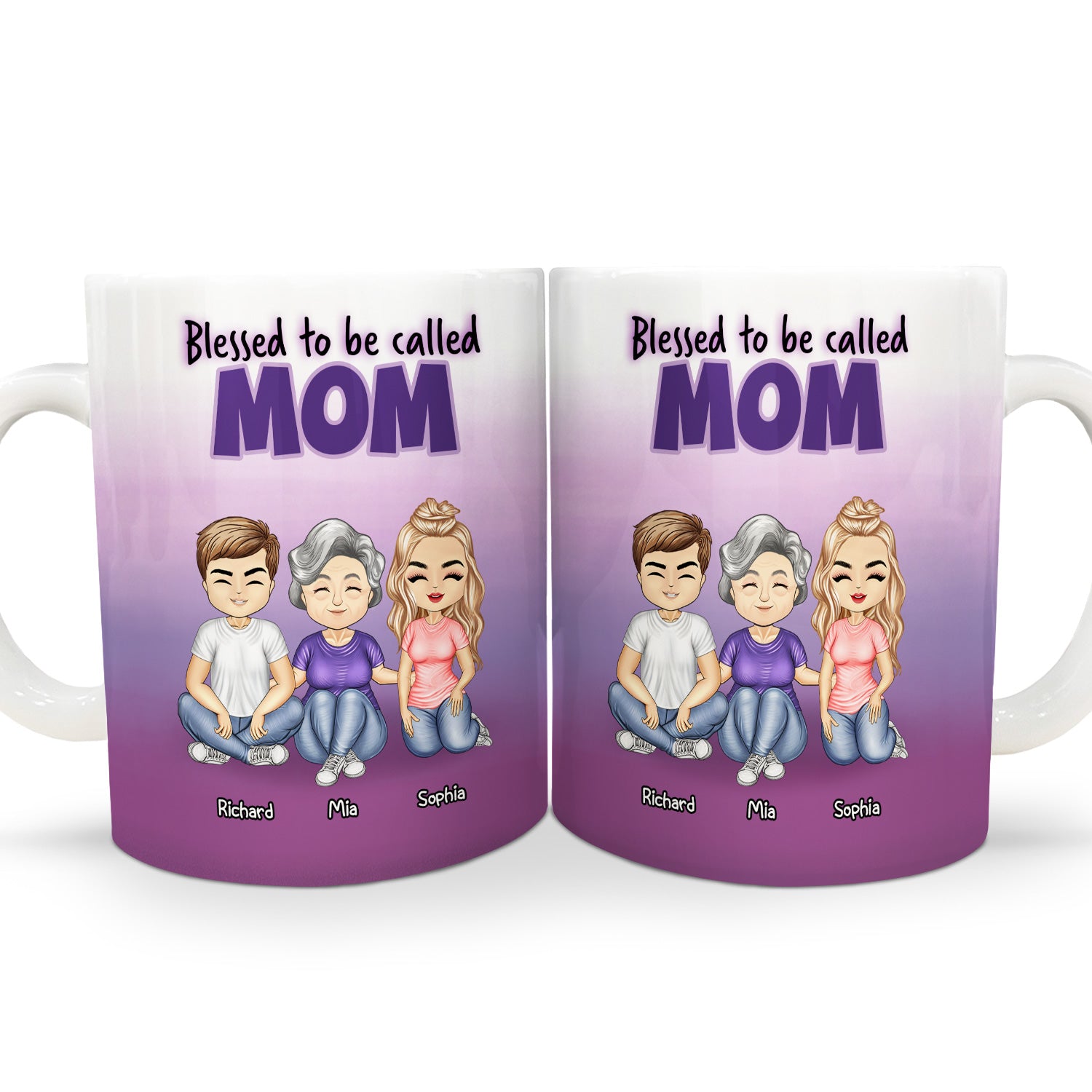 Blessed To Be Called Mom - Loving, Birthday Gift For Mother, Grandma, Grandmother - Personalized White Edge-to-Edge Mug