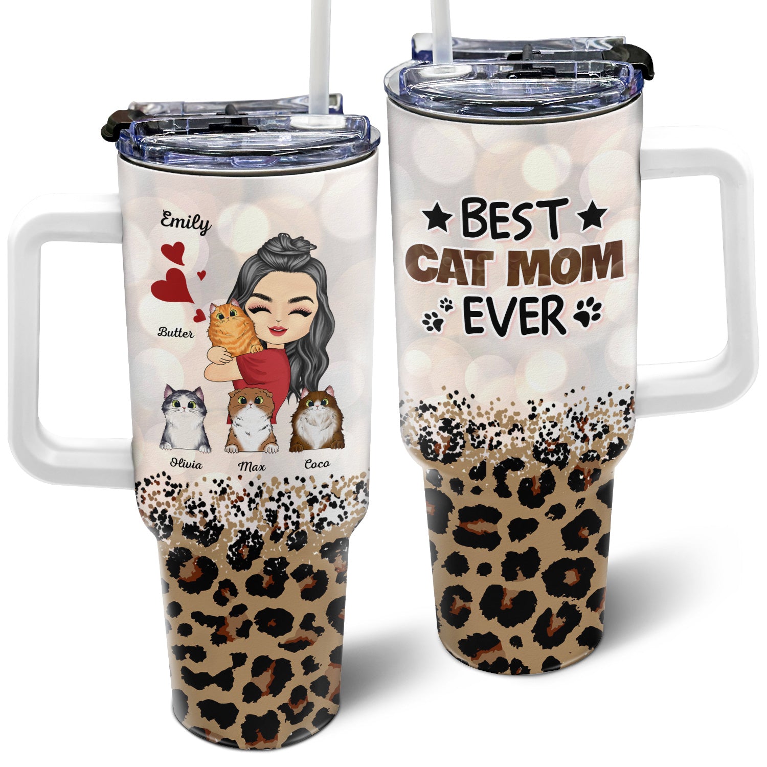 Cat Mom Crazy Cat Lady - Gift For Cat Lovers, Cat Mom - Personalized 40oz Tumbler With Straw