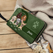 Motif de chiens mignons et esthétiques - Cadeau d'anniversaire pour maman de chien, amoureux des chiens - Portefeuille long en cuir personnalisé