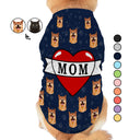 Tatouage personnalisé avec photo de chien et chat en forme de cœur - Cadeau pour les amoureux des animaux, maman, papa, maman et papa chat - T-shirt personnalisé pour animaux de compagnie