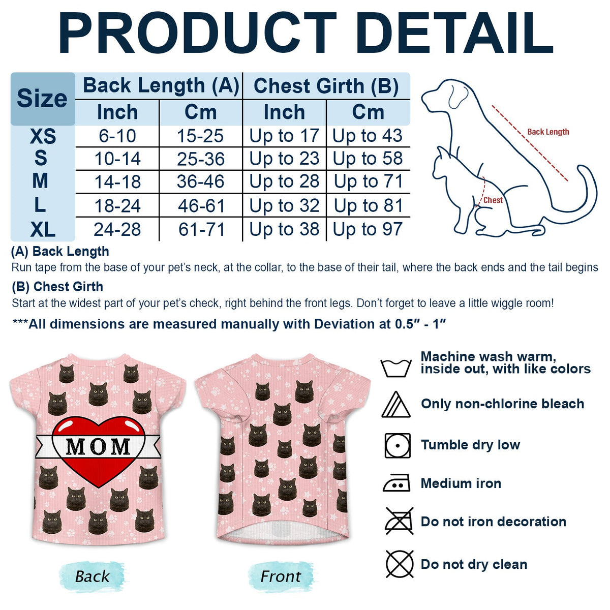 Tatouage personnalisé avec photo de chien et chat en forme de cœur - Cadeau pour les amoureux des animaux, maman, papa, maman et papa chat - T-shirt personnalisé pour animaux de compagnie