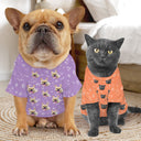 Tatouage personnalisé avec photo de chien et chat en forme de cœur - Cadeau pour les amoureux des animaux, maman, papa, maman et papa chat - T-shirt personnalisé pour animaux de compagnie