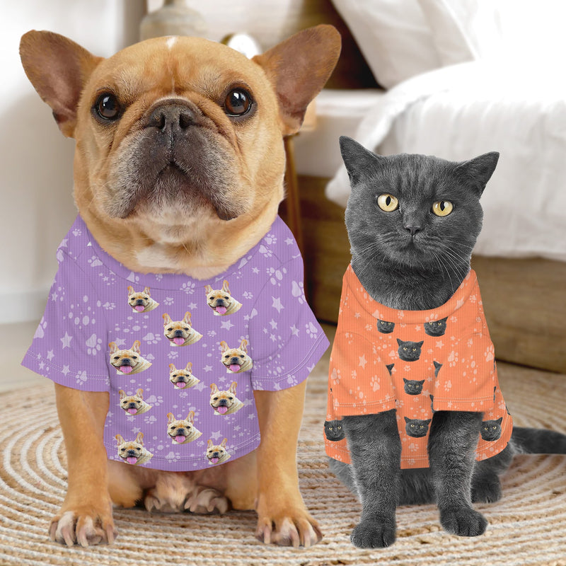 Tatouage personnalisé avec photo de chien et chat en forme de cœur - Cadeau pour les amoureux des animaux, maman, papa, maman et papa chat - T-shirt personnalisé pour animaux de compagnie