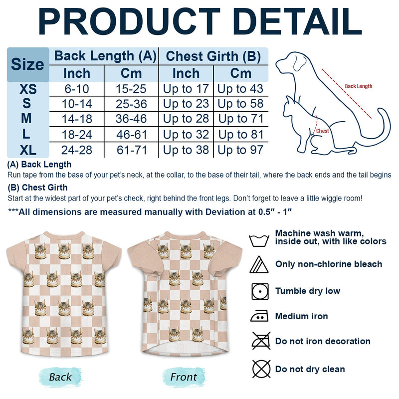 Custom Photo Pet Face Groovy Checkered Pattern - Gift For Dog Lovers, Cat Lovers - Personalized Pet Shirt