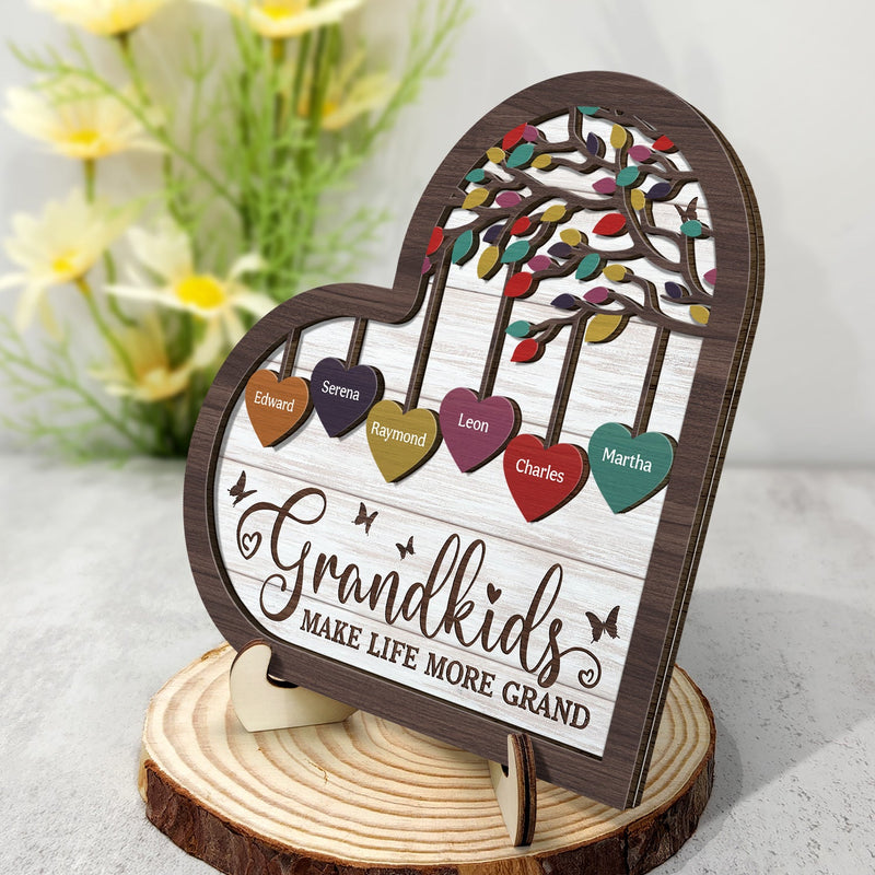 Les petits-enfants embellissent la vie – Cadeau pour grand-parent – Plaque en bois personnalisée à 2 couches avec support 