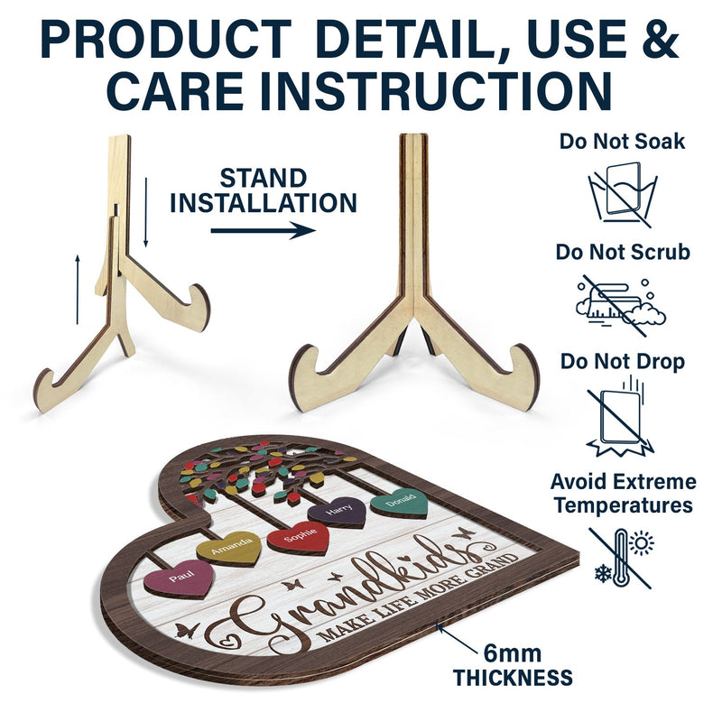 Les petits-enfants embellissent la vie – Cadeau pour grand-parent – Plaque en bois personnalisée à 2 couches avec support 