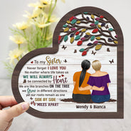 Peu importe où la vie nous mène - Cadeau pour sœurs, frères et sœurs - Plaque en bois personnalisée à 2 couches avec support 