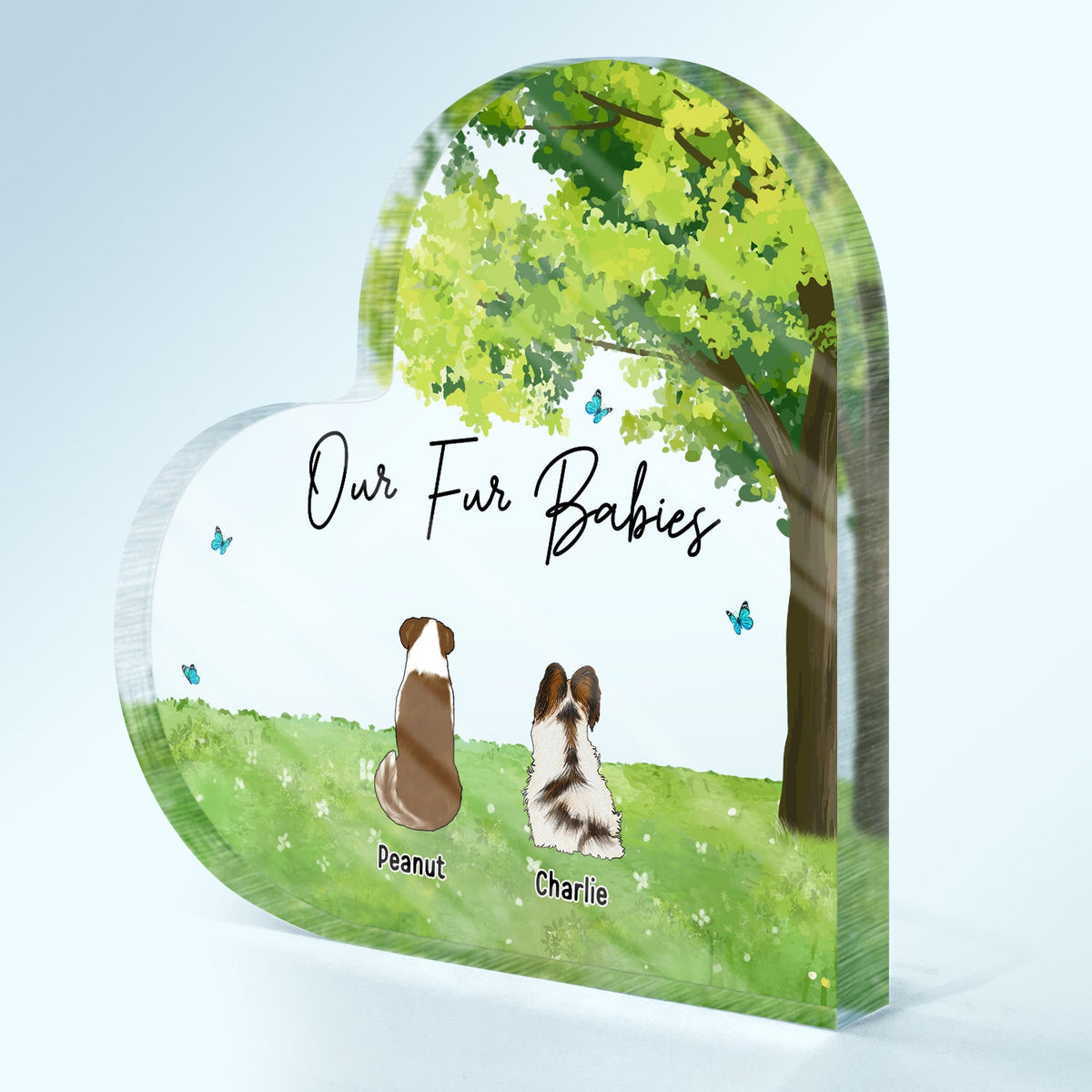 Our Fur Babies - Gift For Dog Lovers, Cat Lovers, Pet Lovers - Personalized Heart Shaped Acrylic Plaque