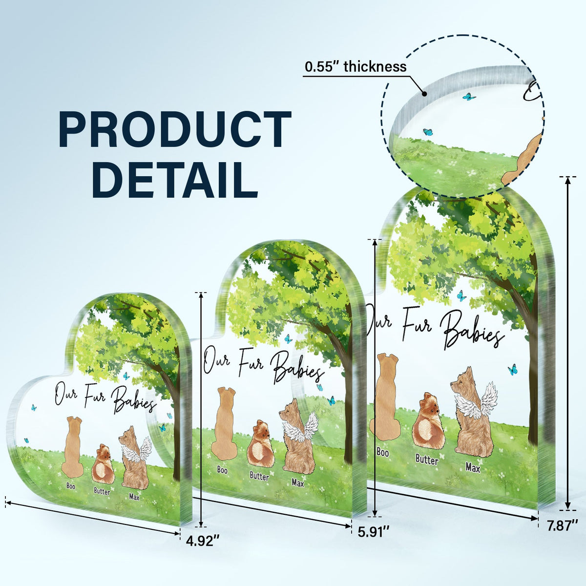 Our Fur Babies - Gift For Dog Lovers, Cat Lovers, Pet Lovers - Personalized Heart Shaped Acrylic Plaque