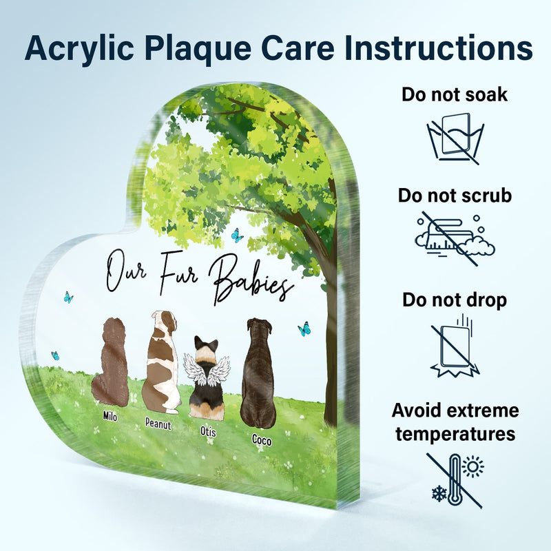 Our Fur Babies - Gift For Dog Lovers, Cat Lovers, Pet Lovers - Personalized Heart Shaped Acrylic Plaque