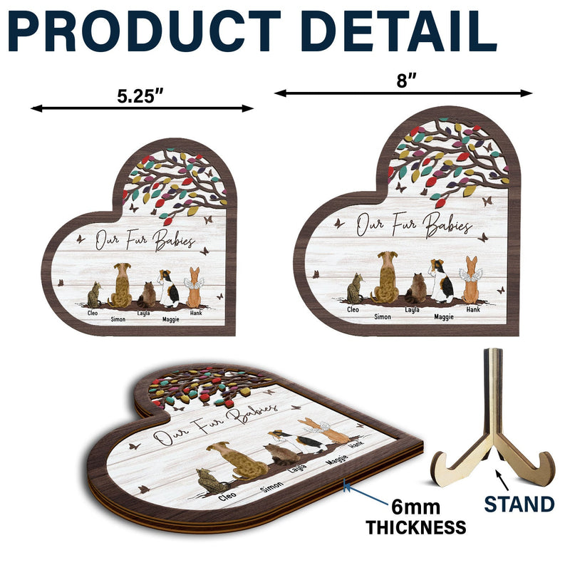 Nos bébés à fourrure - Cadeau pour les amoureux des chiens, des chats et des animaux de compagnie - Plaque en bois personnalisée à 2 couches avec support 