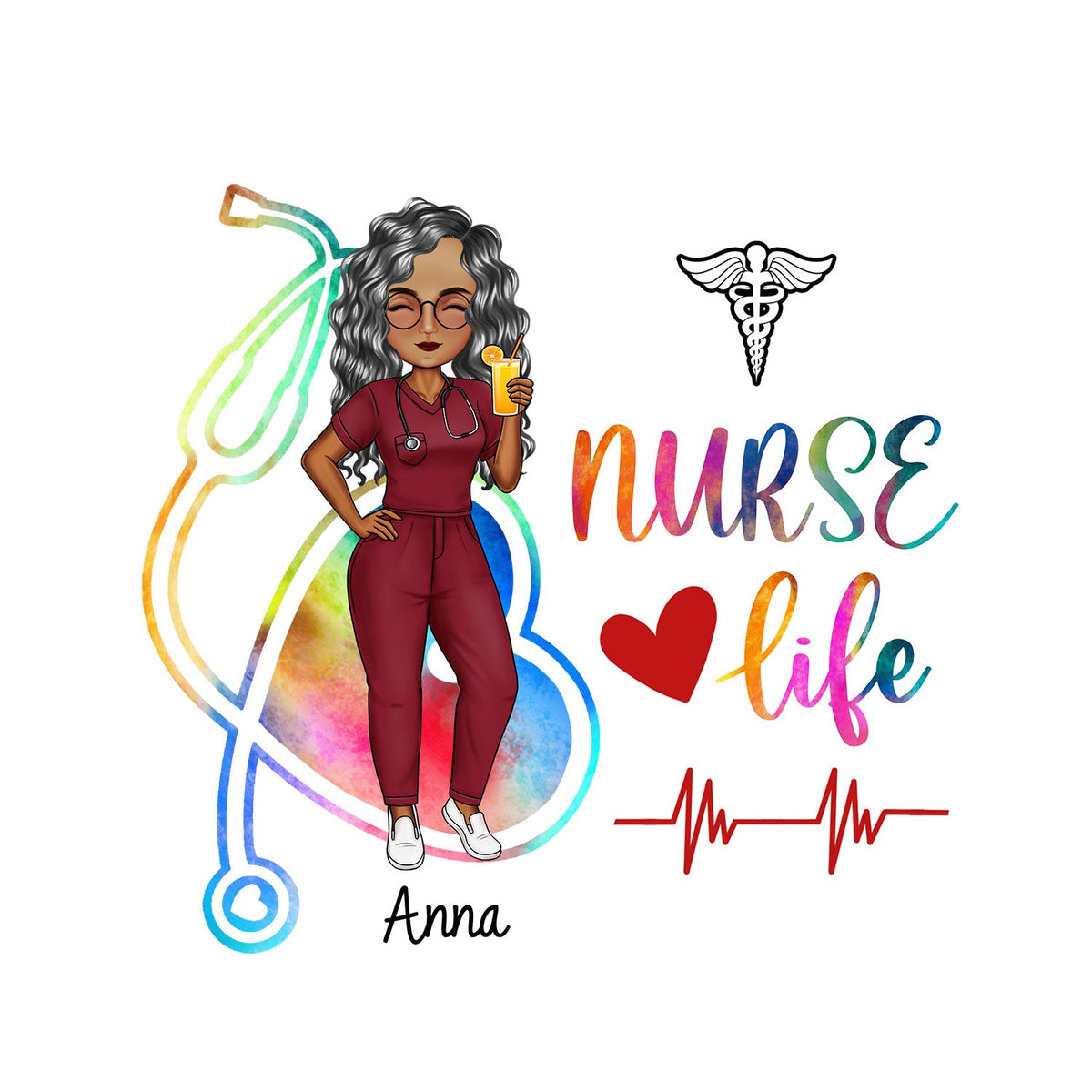 Nurse Life - Cadeau pour infirmière - Autocollant décoratif personnalisé