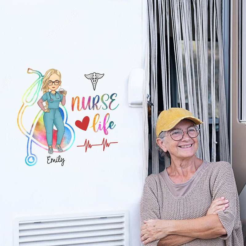 Nurse Life - Cadeau pour infirmière - Autocollant décoratif personnalisé