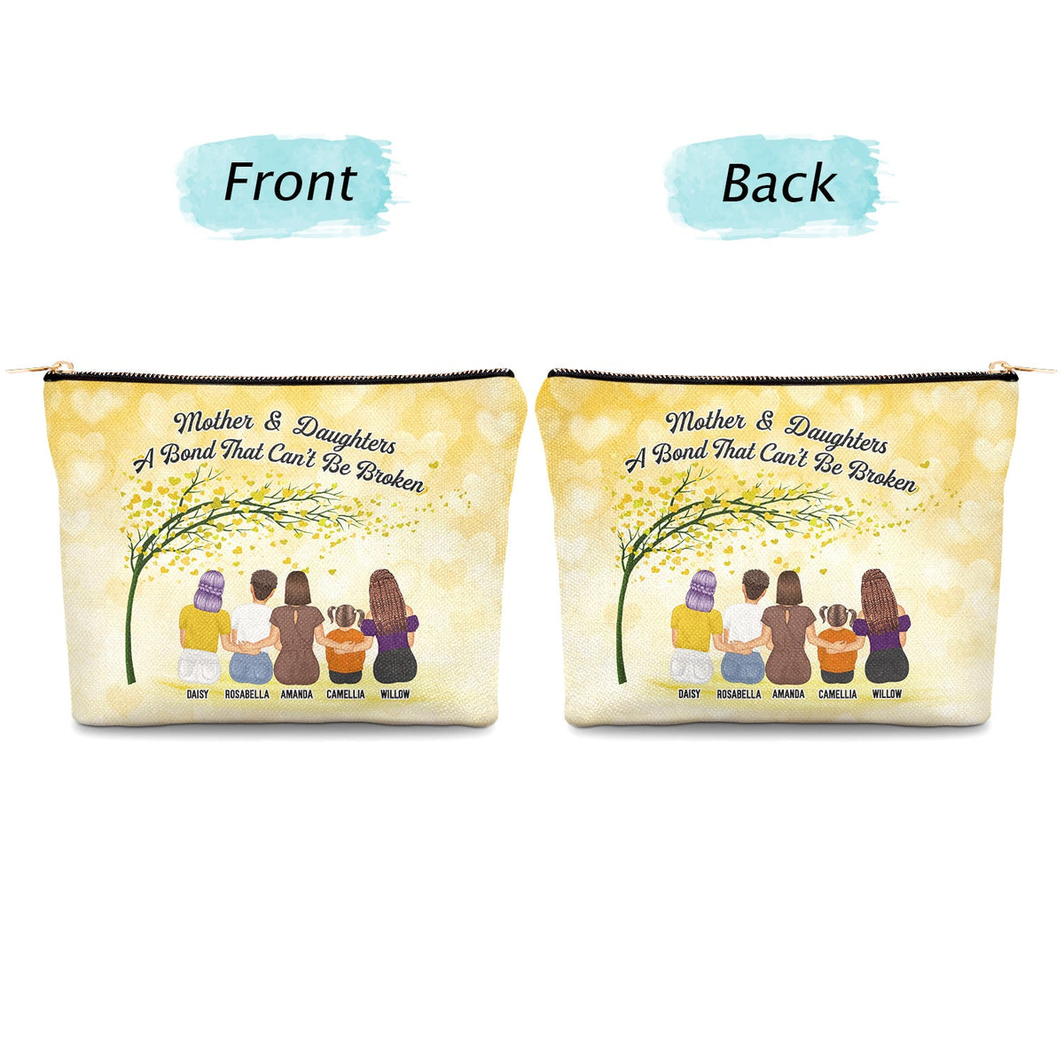 Mother & Daughters Forever Linked Together - Birthday, Loving Gift For Mom, Mum - Personalized Cosmetic Bag