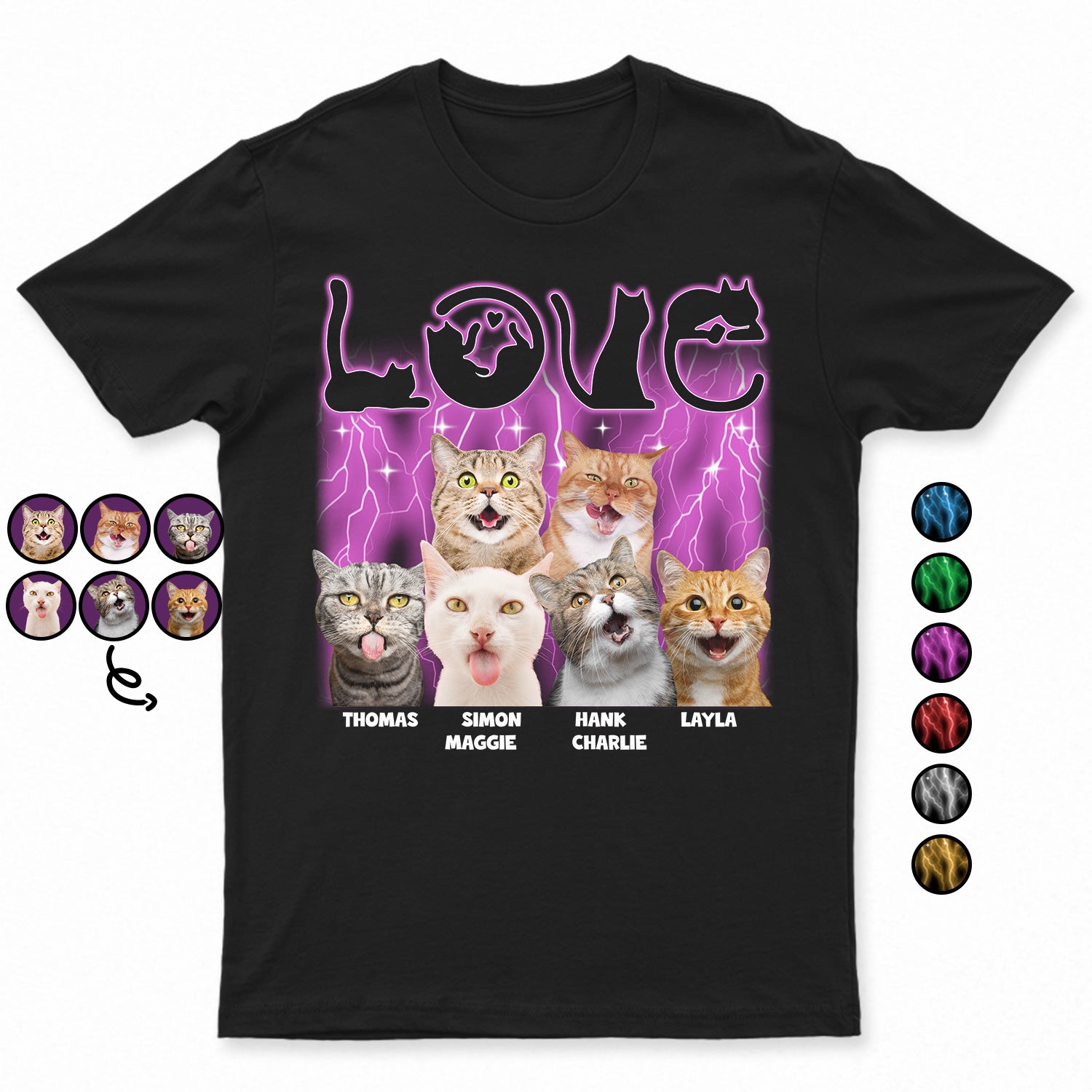Custom Photo Love Cats - Gift For Cat Lovers, Cat Mom, Cat Dad - Personalized T Shirt