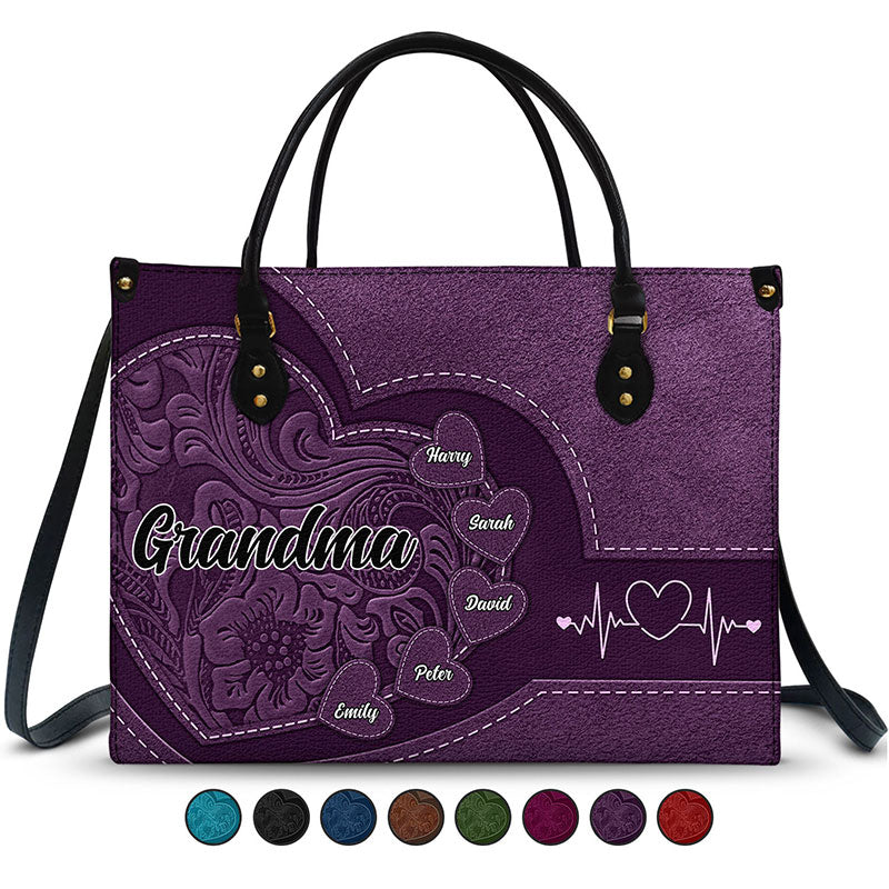 Grandma's Little Sweethearts - Birthday, Loving Gift For Grandmother, Mother, Mom - Personalized Leather Bag
