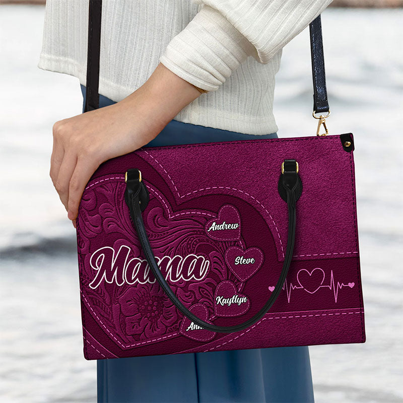 Grandma Mommy's Little Sweethearts - Personalized Combo Leather Wallet And Bag
