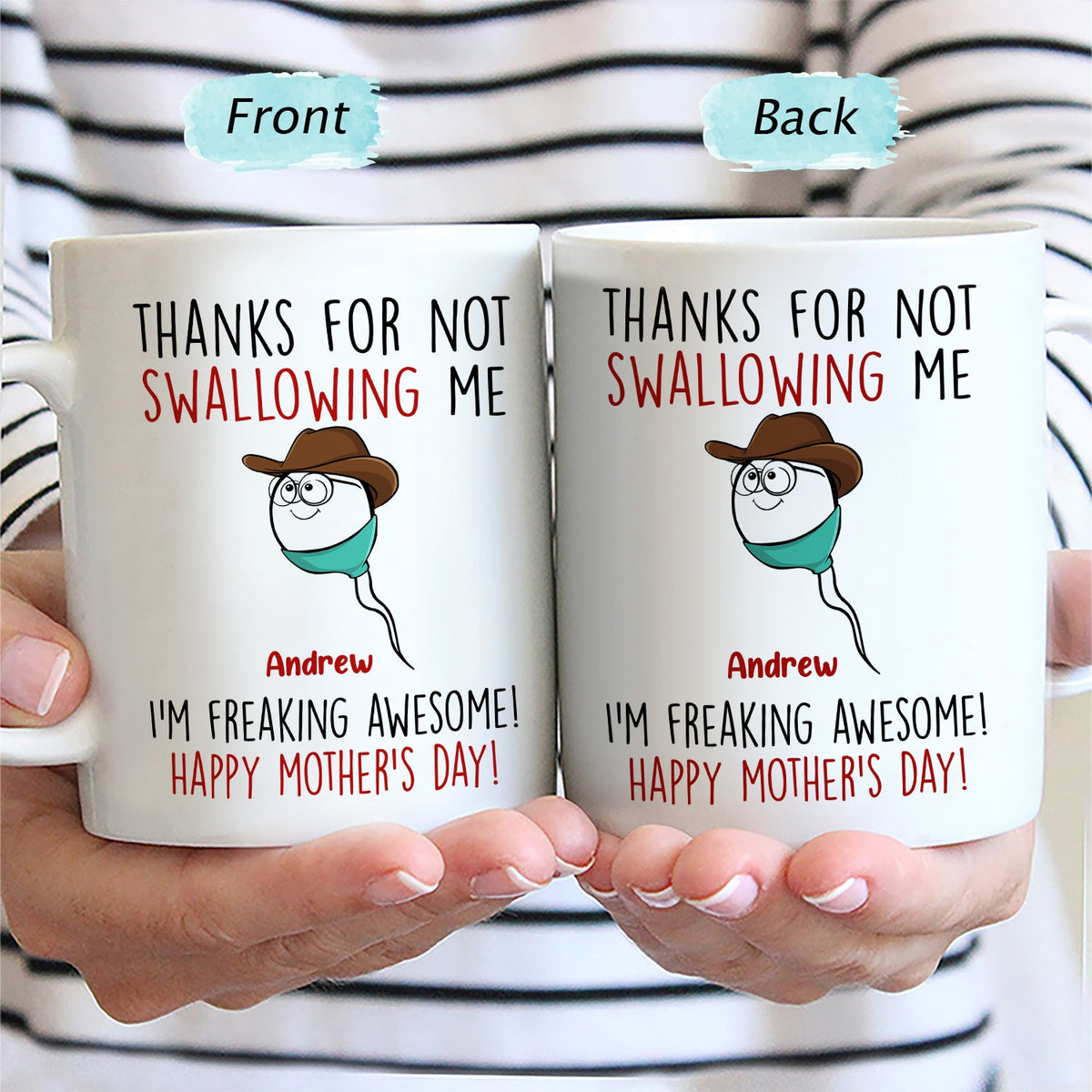 Thanks For Not Swallowing Us - Gift For Mother, Mom - Personalized Mug