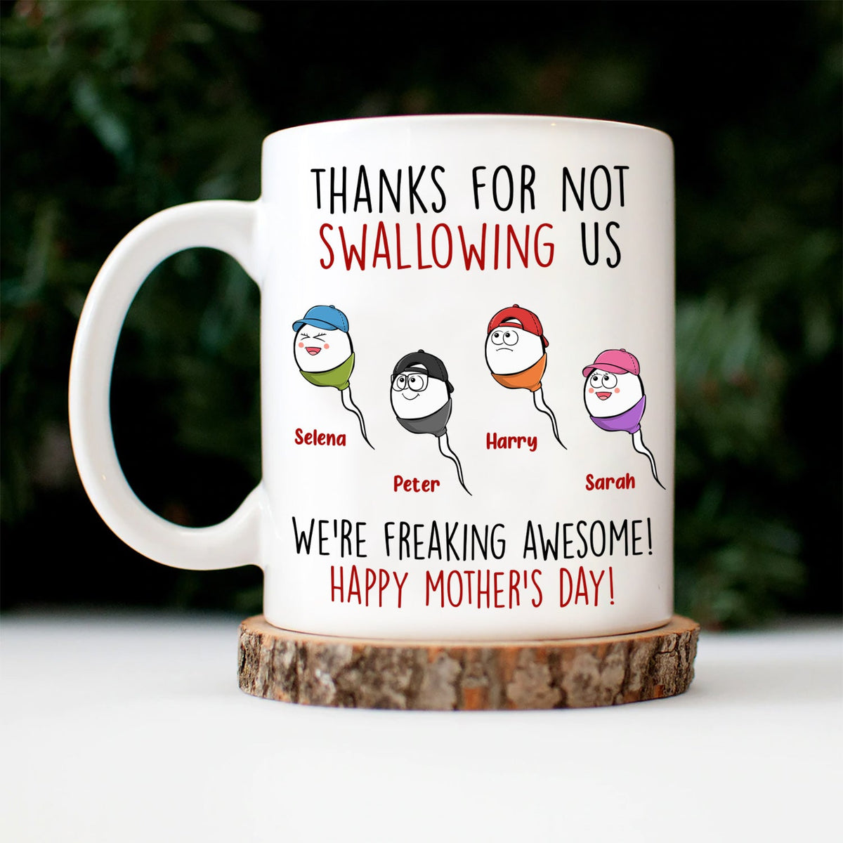Thanks For Not Swallowing Us - Gift For Mother, Mom - Personalized Mug