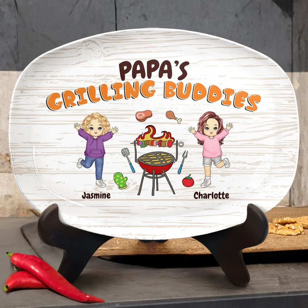 Papa's Grilling Buddies - Gift For Grandpa, Dad, Father - Personalized Plate