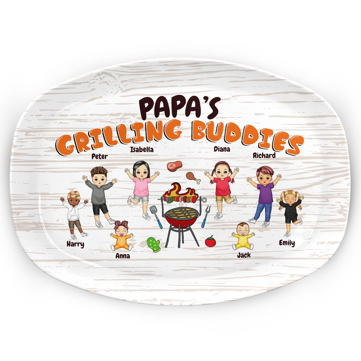 Papa's Grilling Buddies - Gift For Grandpa, Dad, Father - Personalized Plate