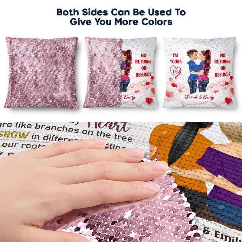 No Matter Where Life Takes Us - Gift For Sisters, Siblings - Personalized Sequin Pillow, Mermaid Sequin Cushion Magic Reversible Throw Pillow