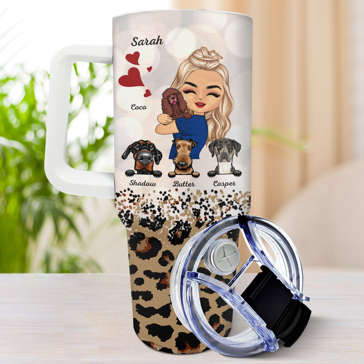 Meilleure maman de chien au monde - Cadeau pour maman de chien, amoureux des chiens - Gobelet personnalisé de 1 133 ml avec paille