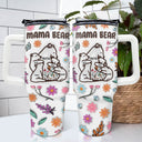Mama Bear Floral Style - Birthday, Loving Gift For Mom, Mother, Grandma, Grandmother - 3D Inflated Effect Printed Tumbler, Personalized 40oz Tumbler With Straw