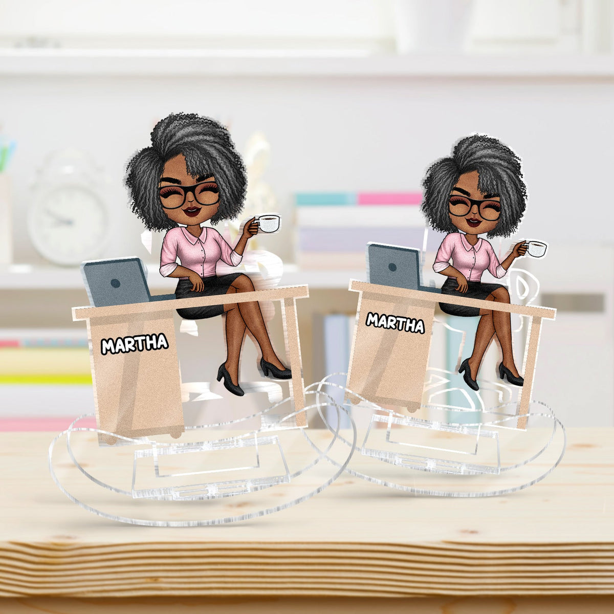 Office Workers Chibi - Gift For Colleagues And Best Friends - Personalized Acrylic Shaking Stand