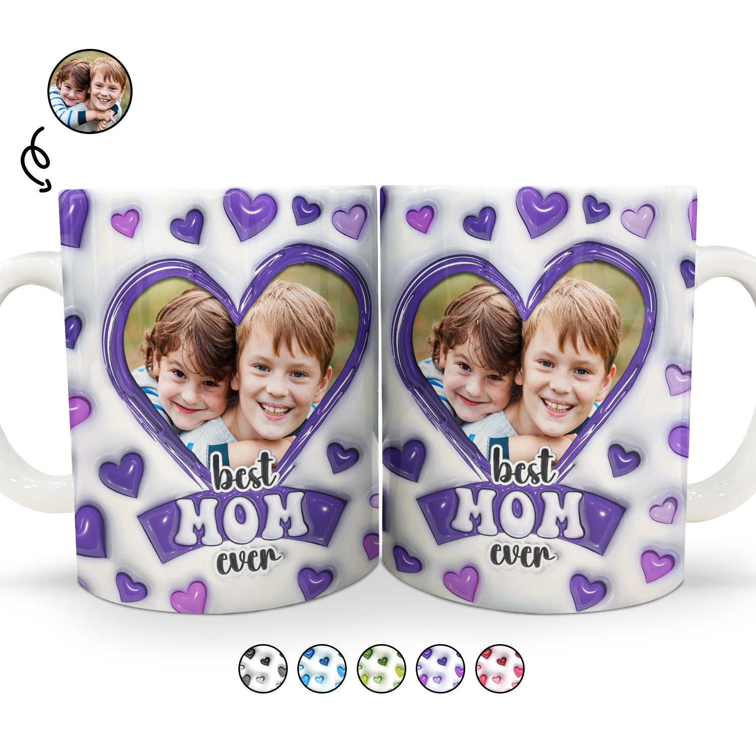 Custom Photo Best Mom Ever - Gift For Mother, Mom - 3D Inflated Effect Printed Mug, Personalized White Edge-to-Edge Mug