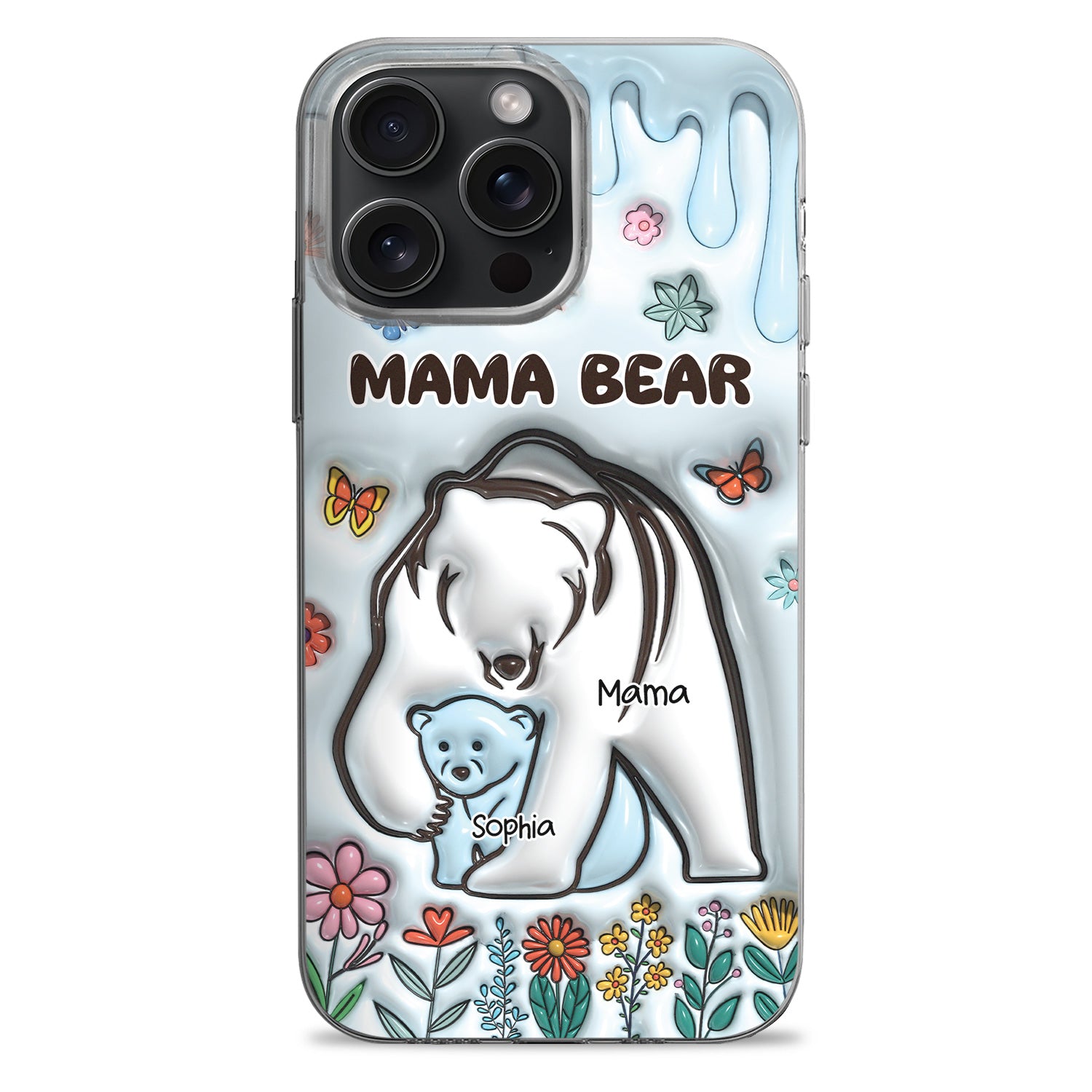 Mama Bear - Gift For Mother, Mom, Grandma - 3D Inflated Effect Printed Clear Phone Case, Personalized Clear Phone Case