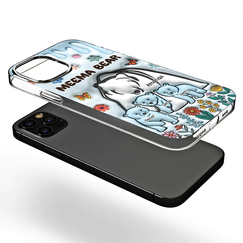 Mama Bear - Gift For Mother, Mom, Grandma - 3D Inflated Effect Printed Clear Phone Case, Personalized Clear Phone Case