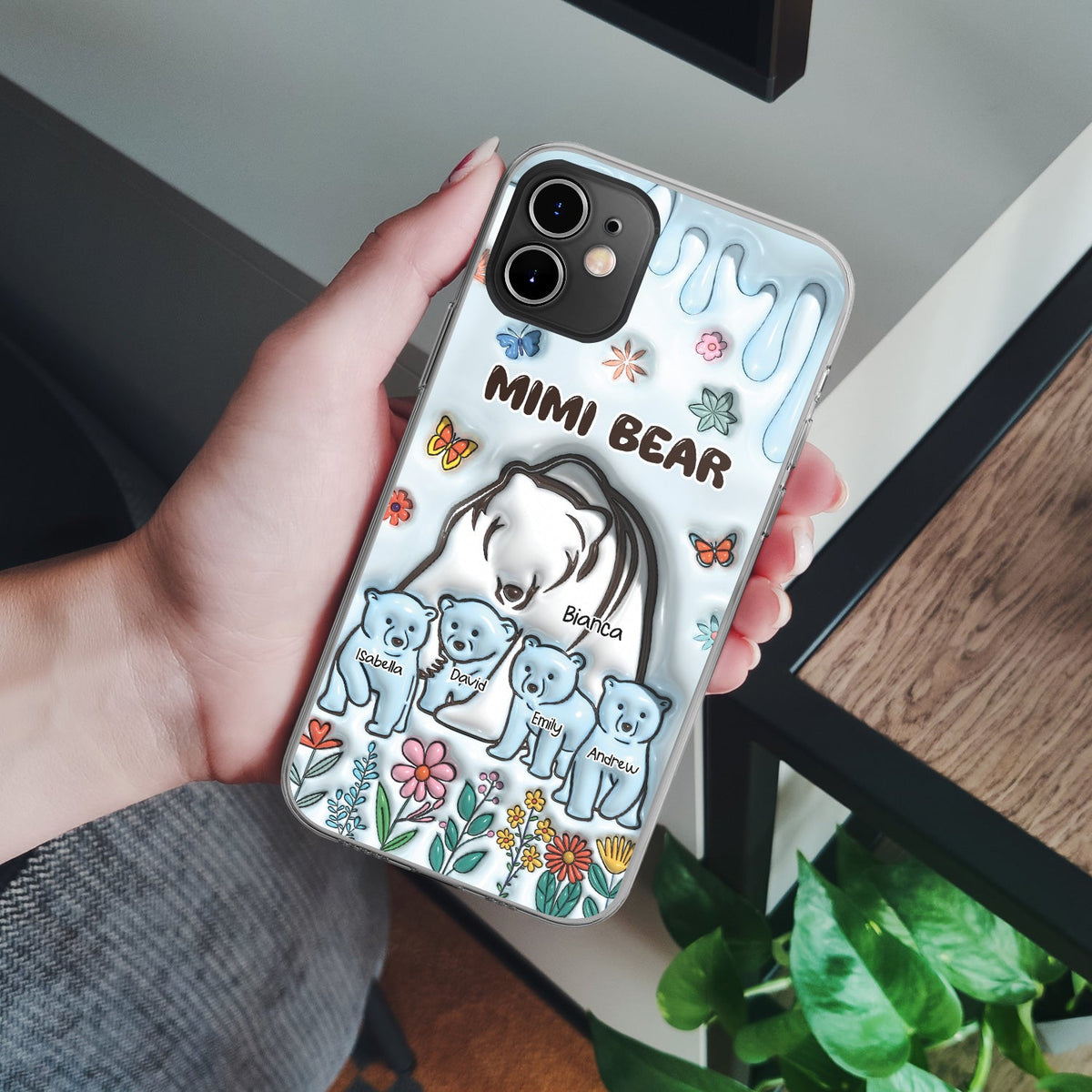 Mama Bear - Gift For Mother, Mom, Grandma - 3D Inflated Effect Printed Clear Phone Case, Personalized Clear Phone Case
