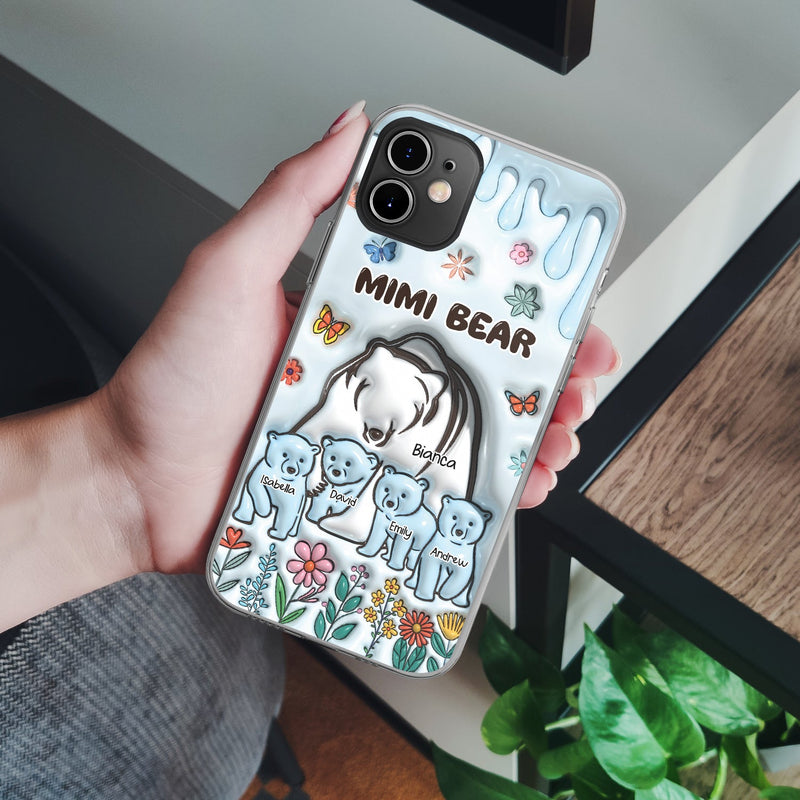 Mama Bear - Gift For Mother, Mom, Grandma - 3D Inflated Effect Printed Clear Phone Case, Personalized Clear Phone Case