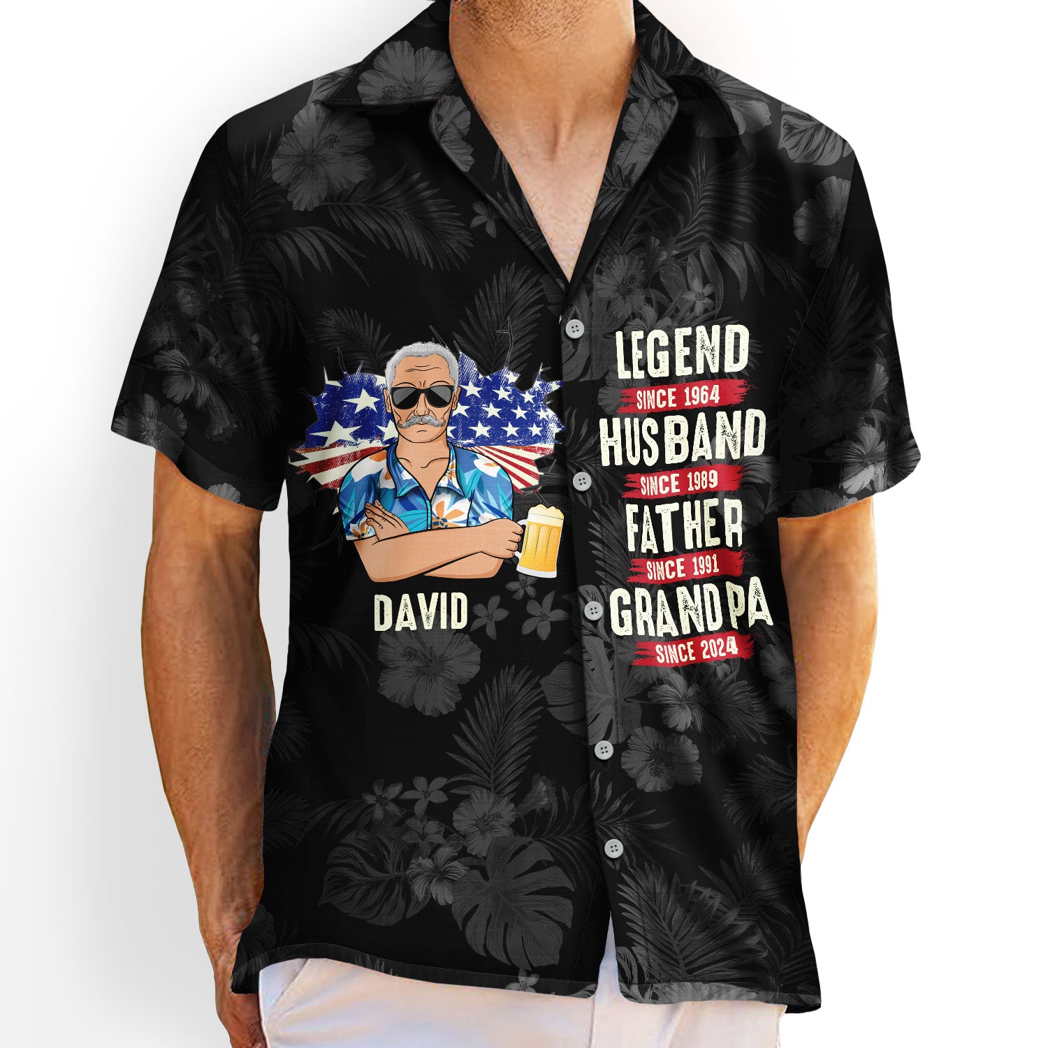 Stars And Stripes, Legend Husband Father Grandpa - Gift For Dad, Daddy, Grandfather - Personalized Hawaiian Shirt