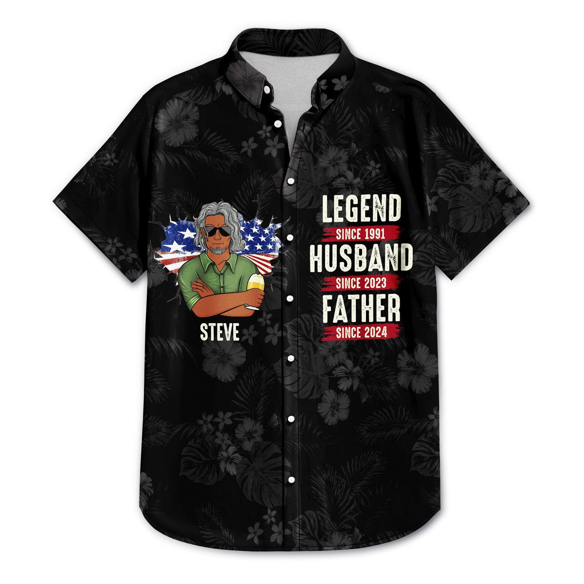 Stars And Stripes, Legend Husband Father Grandpa - Gift For Dad, Daddy, Grandfather - Personalized Hawaiian Shirt