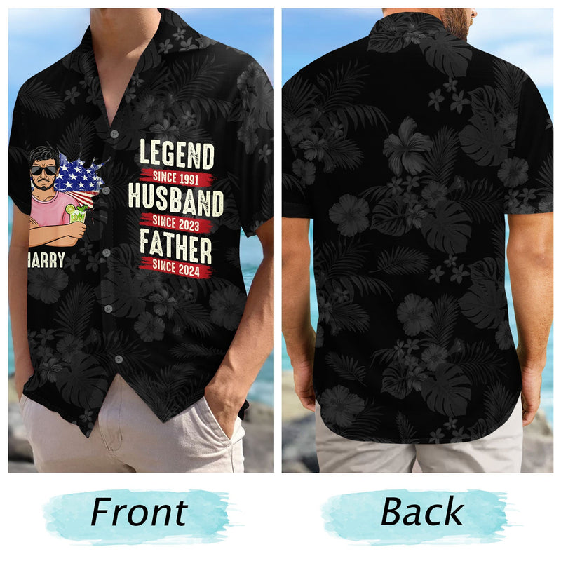 Stars And Stripes, Legend Husband Father Grandpa - Gift For Dad, Daddy, Grandfather - Personalized Hawaiian Shirt