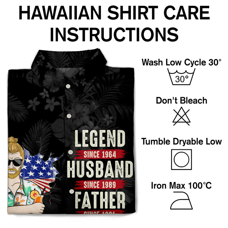Stars And Stripes, Legend Husband Father Grandpa - Gift For Dad, Daddy, Grandfather - Personalized Hawaiian Shirt
