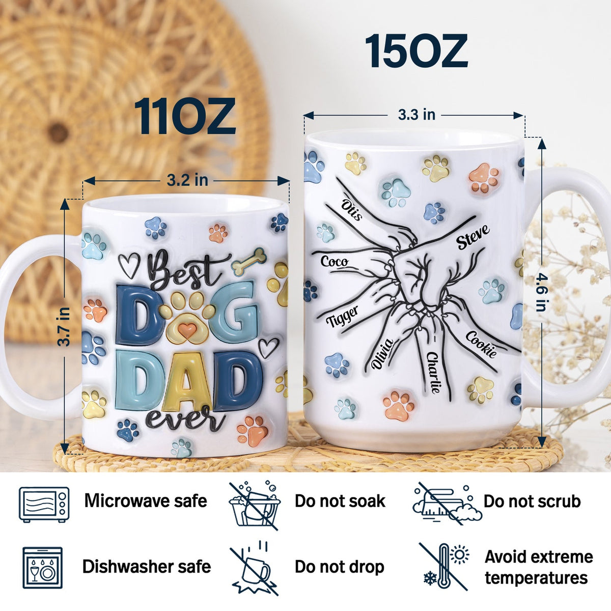 Walking Through Life With Dad - Family Personalized Custom 3D Inflated Effect Printed Mug - Father's Day, Gift For Dad, Grandpa