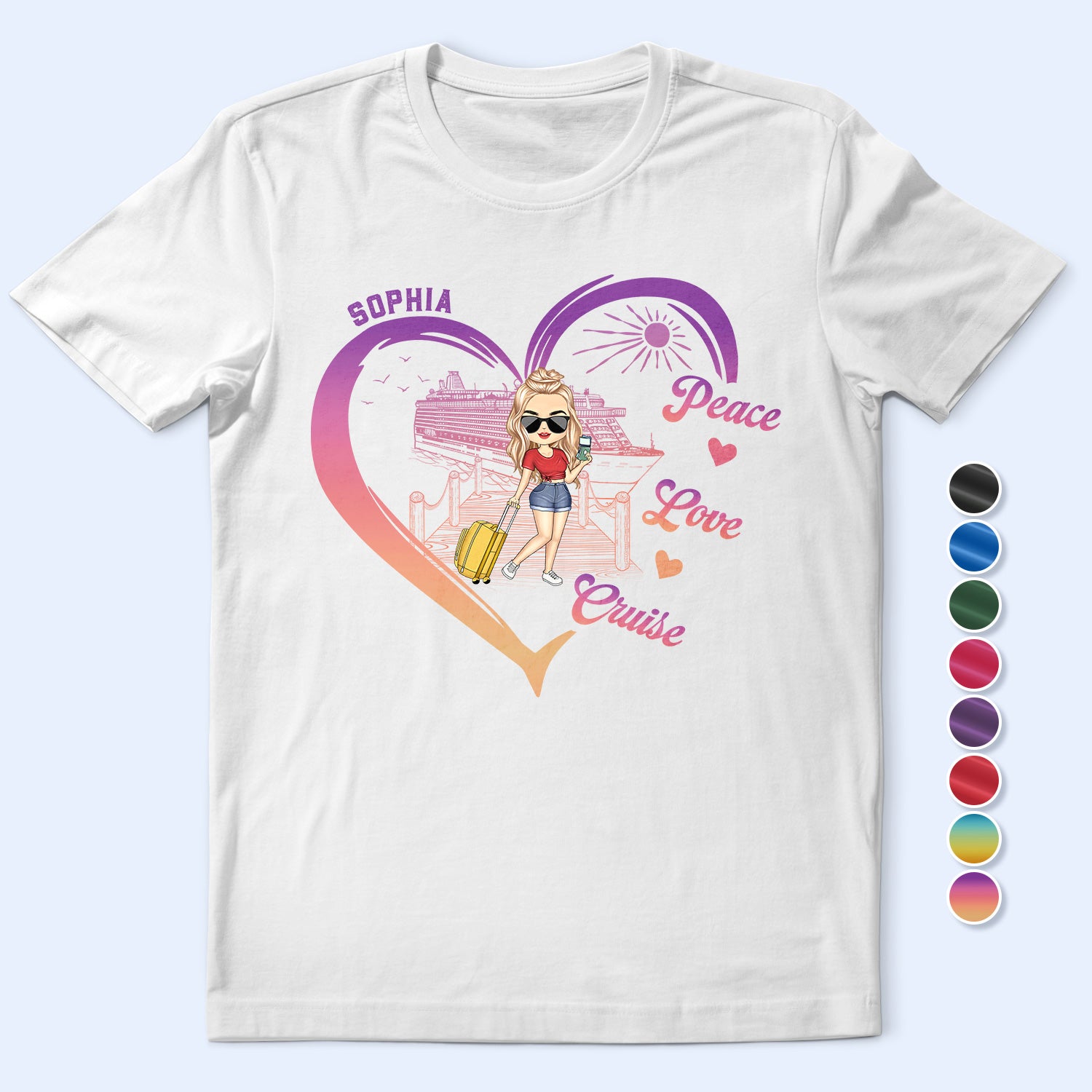 Peace Love Cruise - Gift For Cruising Lovers, Traveling Lovers - Personalized T Shirt