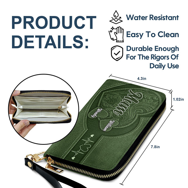 Grandma Mommy's Little Sweethearts - Personalized Combo Leather Wallet And Tote Bag